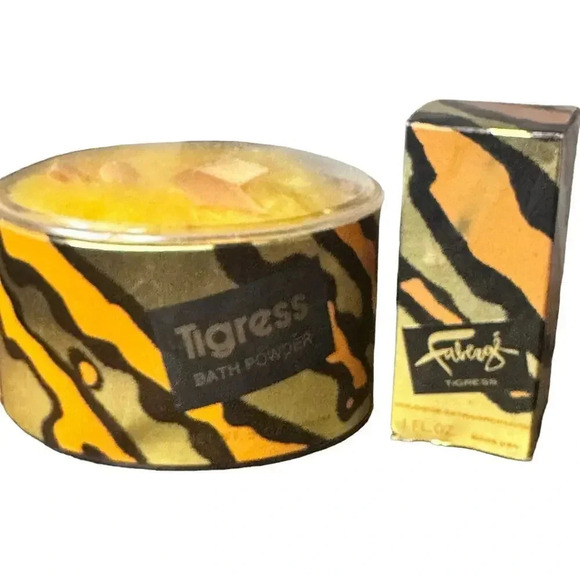 Vintage Faberge TIGRESS Bath Powder Body Talc 5 oz and Perfume - Picture 8 of 8